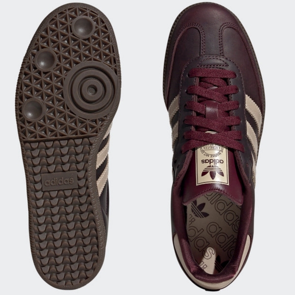 ADIDAS Sambas OG Sneakers In Maroon / Crystal Sand / Gold Metallic NWT 6.5. - Picture 2 of 16